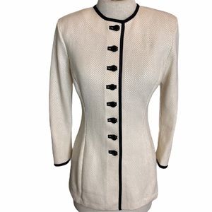 St. John by Marie Gray Sequin White/Black Blazer